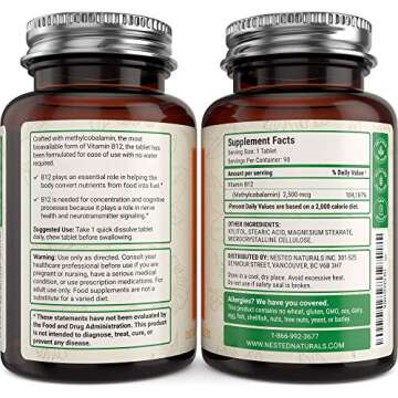 Vegan Vitamin B12 2500mcg for Energy and Metabolism Support