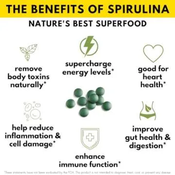 Sunlit Best - USDA Organic Spirulina Tablet - Natural Super Greens Supplements for Immune Support, Gut Health & Boost Energy Tablets with Chlorophyll, Vegan & High Protein Non GMO, 1000 Superfood Tabs