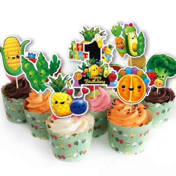 36Pcs Hey One Bear Cupcake Toppers for Birthday Celebration