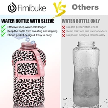 Fimibuke 64 OZ Leakproof Water Bottle with Sleeve