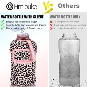 Fimibuke 64 OZ Leakproof Water Bottle with Sleeve