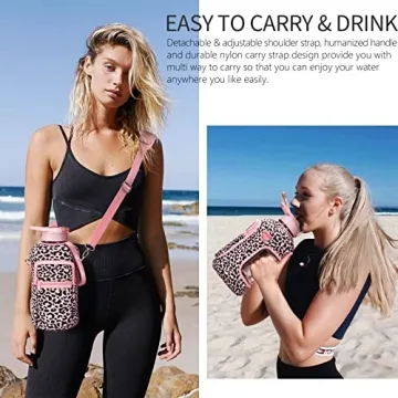 Fimibuke 64 OZ Leakproof Water Bottle with Sleeve