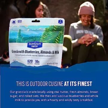 Backpacker's Pantry Granola with Blueberries Almonds & Milk - Freeze Dried Backpacking & Camping Food - Emergency Food - 16 Grams of Protein, Vegetarian - 6 Count