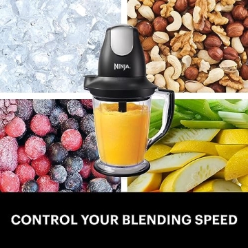 Ninja QB1004 Blender/Food Processor with 450-Watt Base, 48oz Pitcher, 16oz Chopper Bowl, and 40oz Processor Bowl for Shakes, Smoothies, and Meal Prep,Black