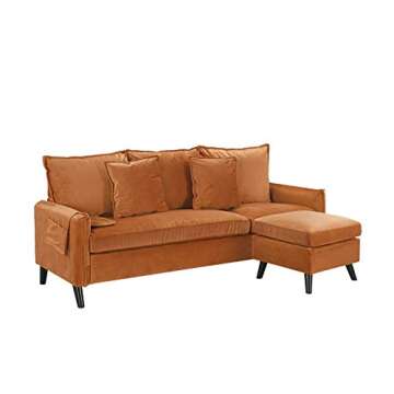 Divano Roma Furniture Classic Sectional, Rust