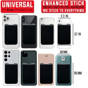 Phone Wallet - Adhesive Card Holder - Cell Phone Pouch - Stick on Lycra Pocket by Gecko - Carry Credit Cards and Cash