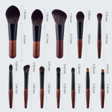 Makeup Brushes Set, 12 Pcs Mini Travel Makeup Brush Set with Case, Travel Brush Set for Loose powder, Contour, Blush, Concealer, Eye Shadow, Eye Corner, Brow Brushes Tool Kit