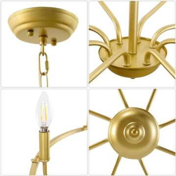 WBinDX 8-Light Gold Chandelier for Home Elegance
