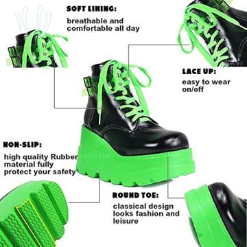 Tscoyuki Platform Ankle Boots for Women Chunky High Heel Booties Goth Round Toe Combat Boots Women L...