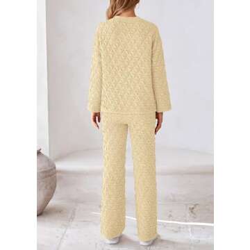 PRETTYGARDEN Women's 2 Piece Outfits Fall Fashion Clothes Quilted Long Sleeve Tops Wide Leg Pants Ma...