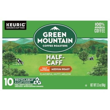 Green Mountain Coffee Roasters Half-Caff Medium Roast Coffee - A Smooth Blend with Less Caffeine