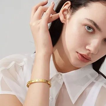 Elegant 18K Gold Plated Love Bracelet with CZ Stones