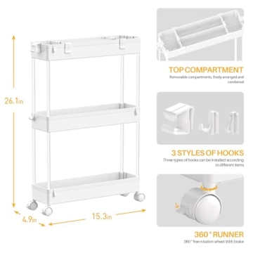 SPACELEAD Slim Storage Cart for Compact Spaces and Organization