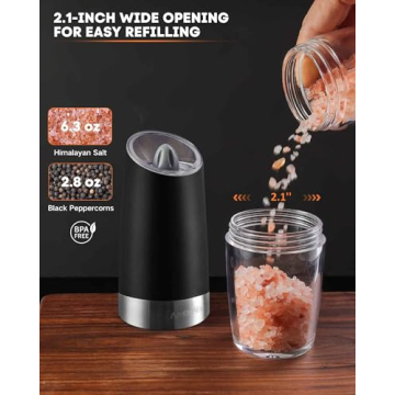 AmuseWit Gravity Electric Salt and Pepper Grinder Set