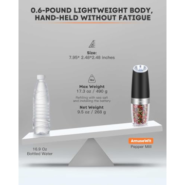 AmuseWit Gravity Electric Salt and Pepper Grinder Set