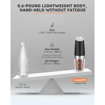 AmuseWit Gravity Electric Salt and Pepper Grinder Set