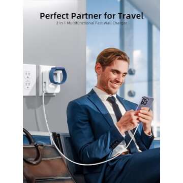 AFLYDOG for Apple Watch Charger Block, 2 in 1 Wall Charger with Built-in Retractable Charging Cable, Travel Foldable Plug Power Adapter Compatible with iPhone iWatch