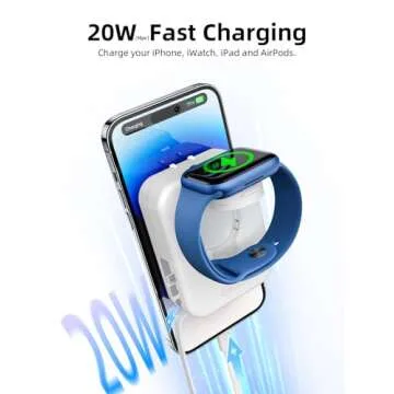 AFLYDOG for Apple Watch Charger Block, 2 in 1 Wall Charger with Built-in Retractable Charging Cable, Travel Foldable Plug Power Adapter Compatible with iPhone iWatch