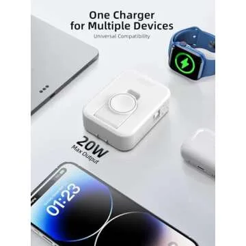 AFLYDOG for Apple Watch Charger Block, 2 in 1 Wall Charger with Built-in Retractable Charging Cable, Travel Foldable Plug Power Adapter Compatible with iPhone iWatch