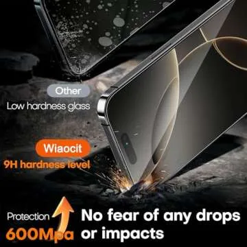 Wiaocit 3 Pack Tempered Glass Privacy Screen Protector for iPhone 16 Pro Max with 3 Pack Camera Lens Protector, 9H Hardness, Bubble Free, Case Friendly