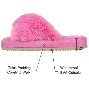 Comwarm Women's Fluffy Open Toe Slippers - Cozy Style at Home