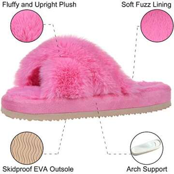 Comwarm Women's Fluffy Open Toe Slippers - Cozy Style at Home
