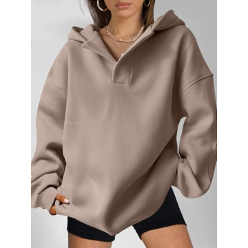 Trendy Oversized V-Neck Hoodie for Women - ANRABESS