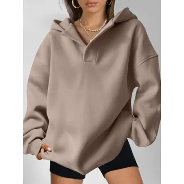 Trendy Oversized V-Neck Hoodie for Women - ANRABESS