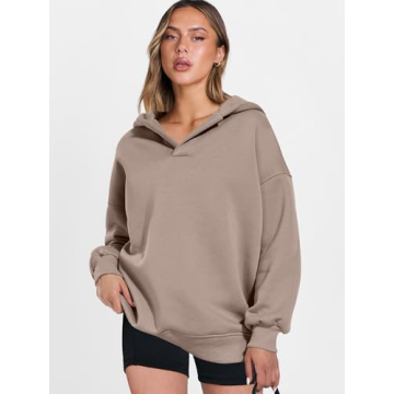 Trendy Oversized V-Neck Hoodie for Women - ANRABESS