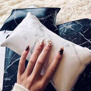 Nail Art Tools & Accessories-Marble Hand Wrist Pillow PU Leather Folding Portable Nail Art Manicure Tool