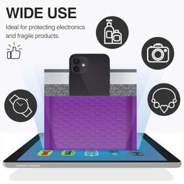 UCGOU Bubble Mailers 8.5x12 Inch Purple 25 Pack Usable Size 8.5x11 Poly Padded Envelopes #2 Medium Mailing Opaque Packaging Postal Self Seal Waterproof Boutique Shipping Bags for Clothes Makeup