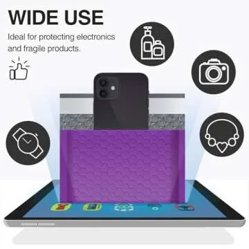 UCGOU Bubble Mailers 8.5x12 Inch Purple 25 Pack Usable Size 8.5x11 Poly Padded Envelopes #2 Medium Mailing Opaque Packaging Postal Self Seal Waterproof Boutique Shipping Bags for Clothes Makeup