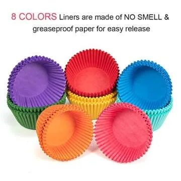 Gifbera Bright Rainbow Standard Cupcake Liners Solid Colorful Paper Baking Cups 400-Count