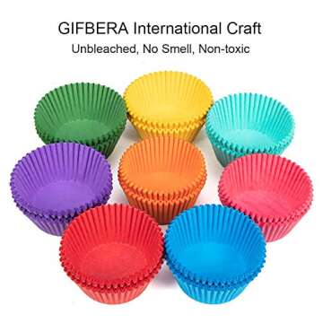Gifbera Bright Rainbow Standard Cupcake Liners Solid Colorful Paper Baking Cups 400-Count