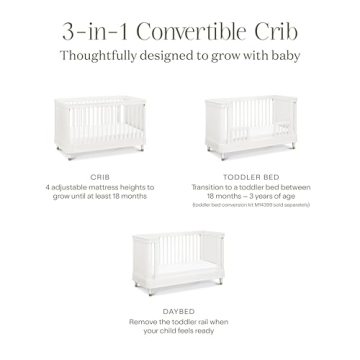 NAMESAKE Tanner Crib 3-in-1 in Warm White - Safe & Modern