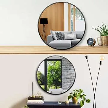 Itrue Black Round 12 Inch Circle Mirror for Wall Decor