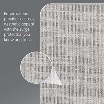 GE Pro 5-Outlet Extender with 2 USB Ports, 2 Pack, Surge Protector, Side Access, Fabric Wall Tap Adapter, 3-Prong, 560 Joules, 2.4 AMP/12 Watt Ultra-Charge, Warranty, UL Listed, White/Gray, 56214