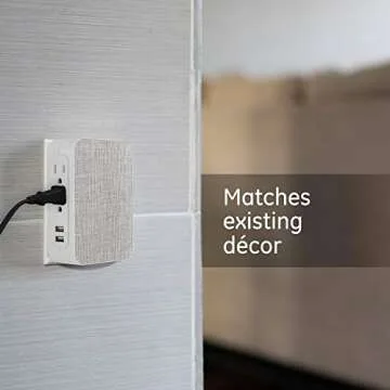 GE Pro 5-Outlet Extender with 2 USB Ports, 2 Pack, Surge Protector, Side Access, Fabric Wall Tap Adapter, 3-Prong, 560 Joules, 2.4 AMP/12 Watt Ultra-Charge, Warranty, UL Listed, White/Gray, 56214