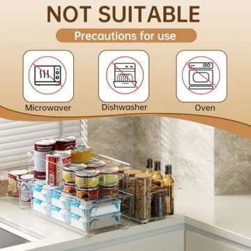 Refrigerator Organizers and Storage, 8-PACK Storage Organizer Bins, Clear Plastic Storage Bins with Handle, Plastic Bins for Fridge Organizing, Plastic Boxes(8 pcs)