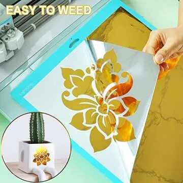 Prime Vinyl Gold Permanent Vinyl, Chrome Gold Vinyl for Cricut - 12" x 10 FT-Metallic Adhesive Vinyl for Silhouette Cameo, Decor Sticker, Cutting Machine, Home Decal