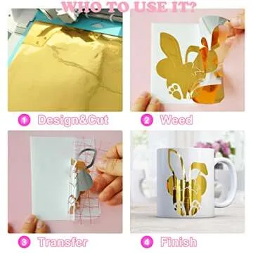 Prime Vinyl Gold Permanent Vinyl, Chrome Gold Vinyl for Cricut - 12" x 10 FT-Metallic Adhesive Vinyl for Silhouette Cameo, Decor Sticker, Cutting Machine, Home Decal