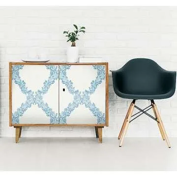 Scalamandre Sky Blue Wreath Peel & Stick Wallpaper