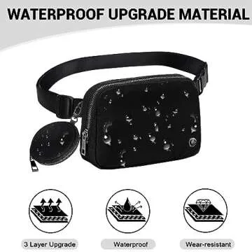 Fanny Pack (2023) Crossbody Bags for Women and Men, Waterproof Cross body Bag with Adjustable Extended Strap, Unisex Everywhere Belt Bag for Travelling, Vacation, Hiking and Running (Black)