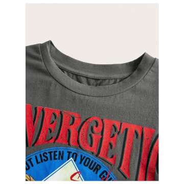 SOLY HUX Women's Y2k Vintage Graphic Short Sleeve Tee Tops Crew Neck Crop Tops for Summer Going Out T Shirts Dark Grey Eagle Medium