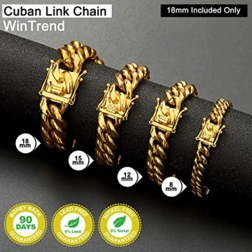 Stylish Gold Cuban Link Chain Necklace or Bracelet for Men