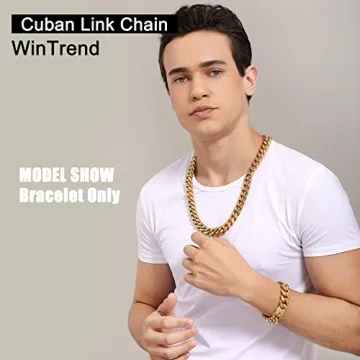 Stylish Gold Cuban Link Chain Necklace or Bracelet for Men