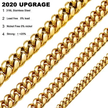 Stylish Gold Cuban Link Chain Necklace or Bracelet for Men