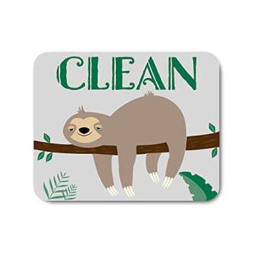 Tree Sloth Clean Dirty Dishwasher Magnet Sign – Strong Kitchen Dish Washer Double Sided Indicator, Funny Reversible Flip Magnet + Bonus Universal Magnetic Plate