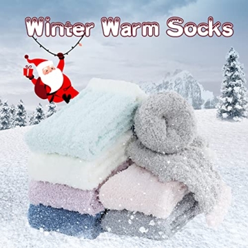 Cozy Azue Fuzzy Warm Slipper Socks for Women - 5 or 6 Pairs