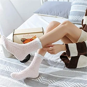 Cozy Azue Fuzzy Warm Slipper Socks for Women - 5 or 6 Pairs